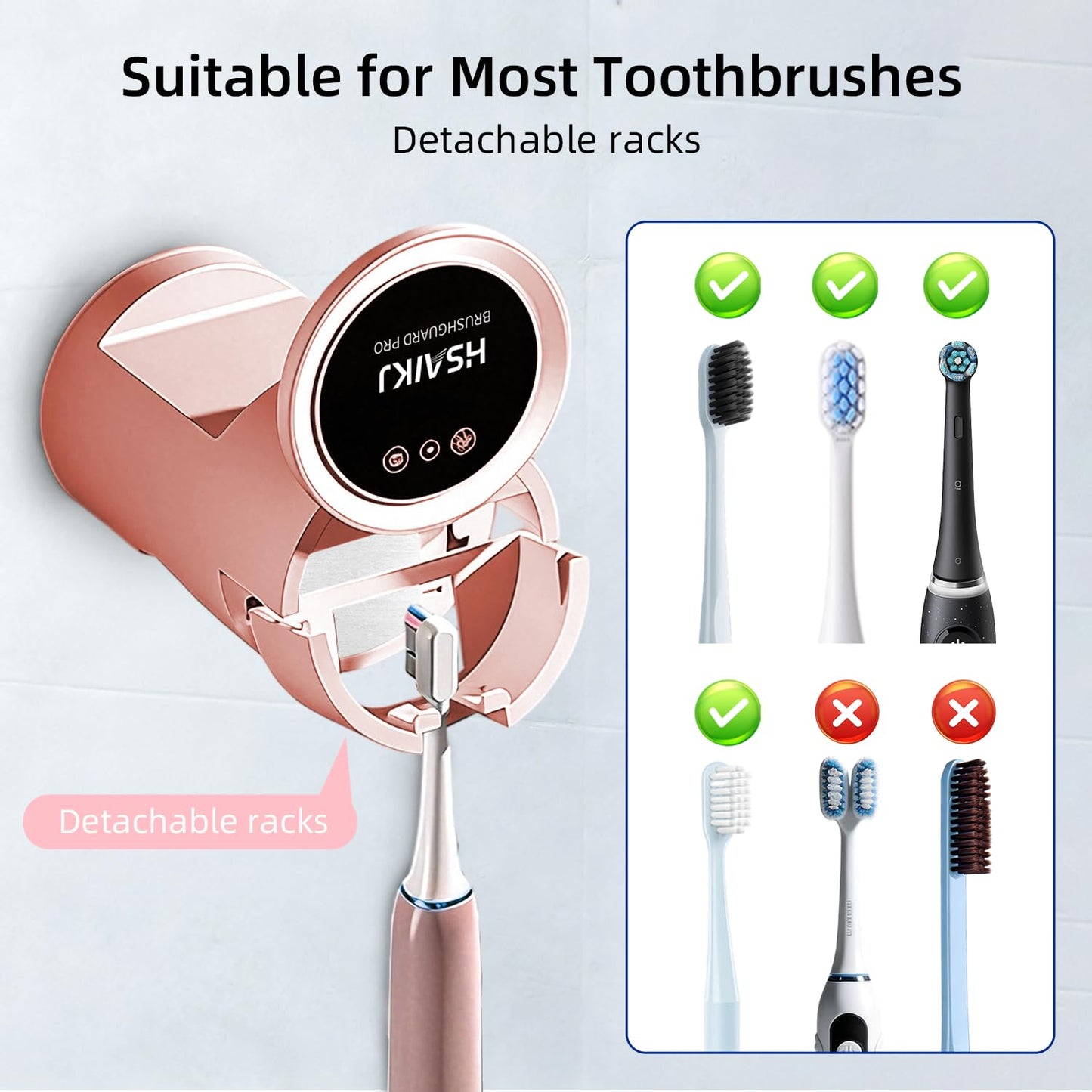 Wall Mounted Toothbrush Holder for Bathroom, 3-in-1 Electric Toothbrush Organizer for Personal Use, Smart Sensor Lid, Fast Drying, Aesthetic Bathroom Organizer with Magnetic Cup (Pink)