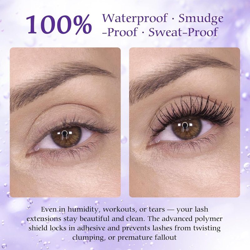 Lash Cluster Glue - 2-in-1 Waterproof Eyelash Extension Adhesive | Strong Hold Up to 72H, Easy Brush Applicator