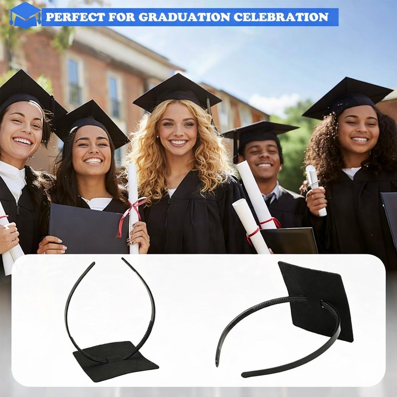 Graduation Cap Headband - Anti-Fall Secure Fit for Curly Hair | Non-Slip Hair Band for Graduates & Students