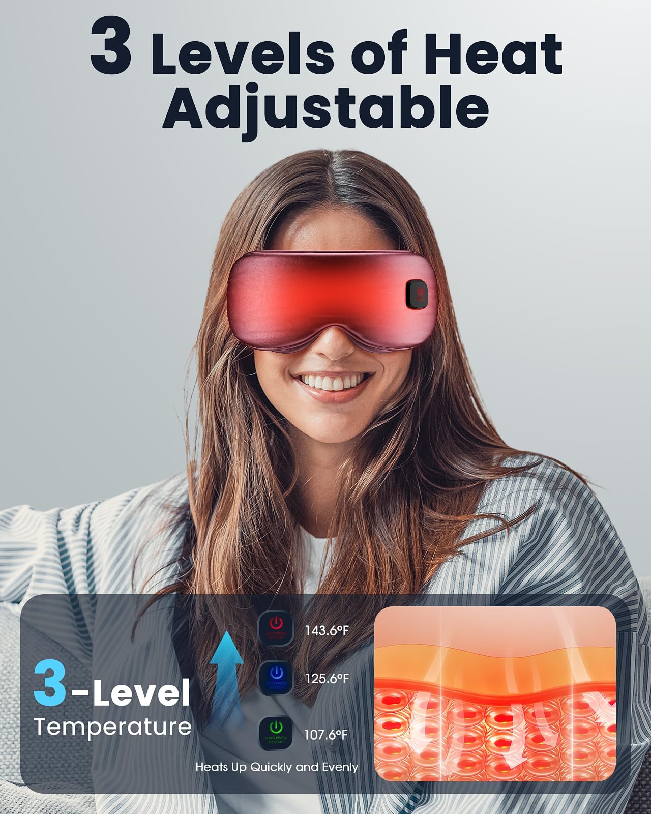 Heated Eye Mask - Cordless Eye Mask for Dry Eyes, Eye Relief, Improved Sleep, Washable Eye Heating pad for Travel and with Replaceable Shell