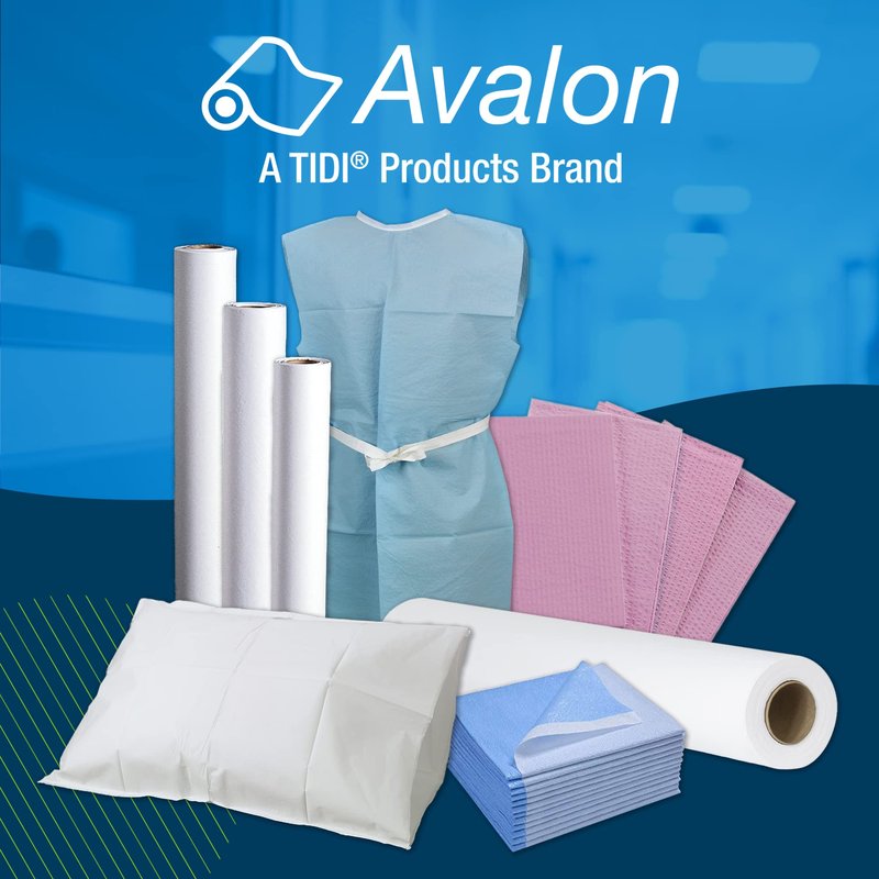 Avalon 703 Disposable Pillowcases, Blue, 21” Wide x 30” Long (Pack of 100) ― Single-Use Pillowcases ― Tissue with Poly Back to Help Prevent Leak-Through ― Pebble Embossed ― Medical Supplies