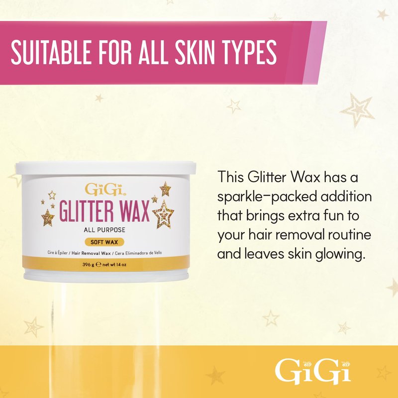 GiGi Glitter Wax – All-Purpose Soft Wax for Hair Removal, Gentle Formula for Face & Body, Ideal for Sensitive Skin, 14 oz