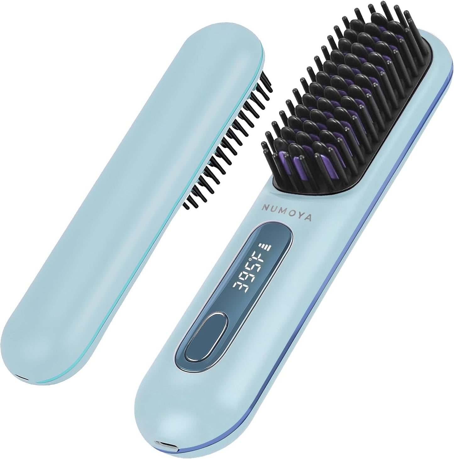 Portable Cordless Hair Straightener Brush - NUMOYA Go Brush Pro with 30s Fast Heat & 3 Temperature Settings | Black