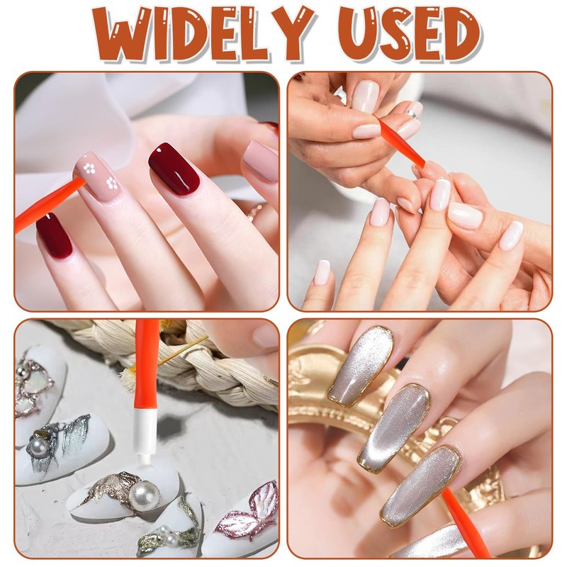 4Pcs Orange Press-Type Nail Tool, Silicone Material Long Nail Helper Tool Both Ends Can Be Used, Non-destructive Nail Replacement Suitable for Beginners & Professionals