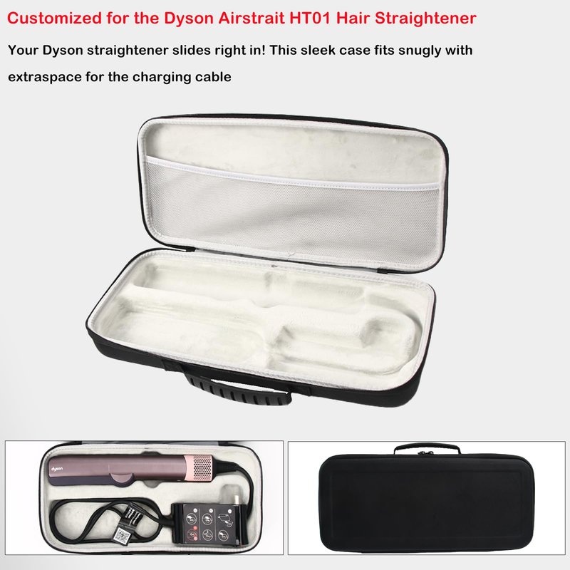 LIUIIVIRI Hard Travel Case Compatible with Dyson airstraight HT01 Hair Straightener & Power Supply, Waterproof and Shockproof Storage carrying case (Black)