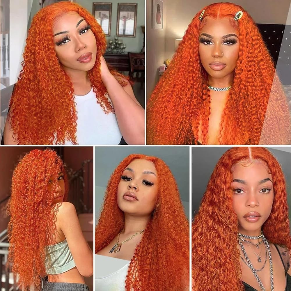 Color 350 Human Hair Bundles Ginger Deep Wave Bundle 20 22 24 inch AuokMar Mixed Length 3 Bundles Ginger Copper Hair Extensions 300g