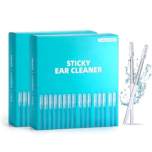 Sticky Ear Cleaning Stick, Reusable Earwax Removal Adhesive Swabs, Upgraded Ear Wax Removal Tools with Dust Cover Packaging, Sticky Ear Cleaners for All Ages (2Box, 48Pcs)