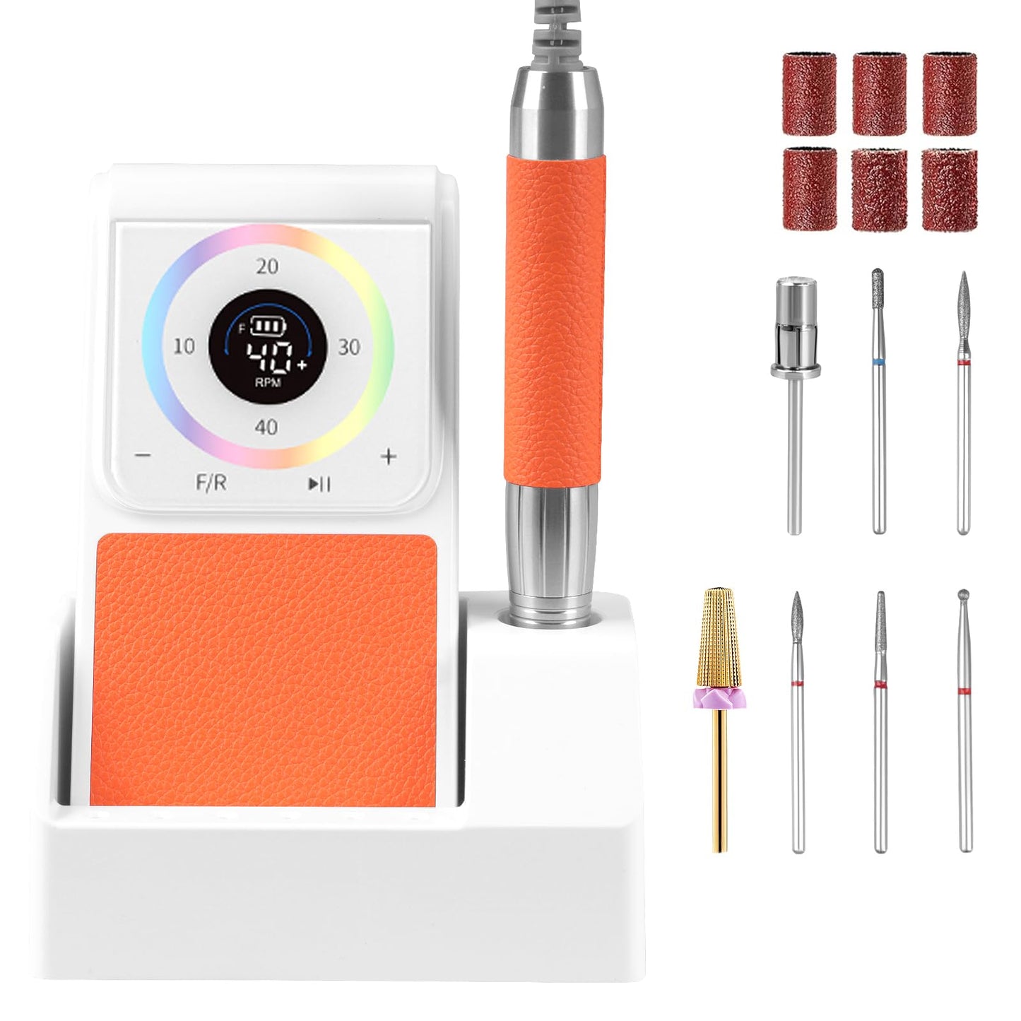 HoMove Professional Nail Drill, 40,000RPM Brushless Electric Nail File, Cordless Rechargeable Portable Nail Efile Machine