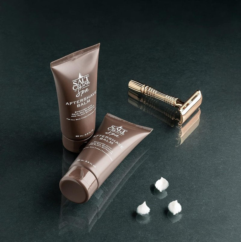 Salt Cellar Dead Sea Aftershave Balm – All-Natural Men’s After Shave with Botanical Extracts. Soothes Razor Burn, Hydrates Skin, and Absorbs Fast. Paraben-free. (Pack of 3, Dead Sea Minerals)