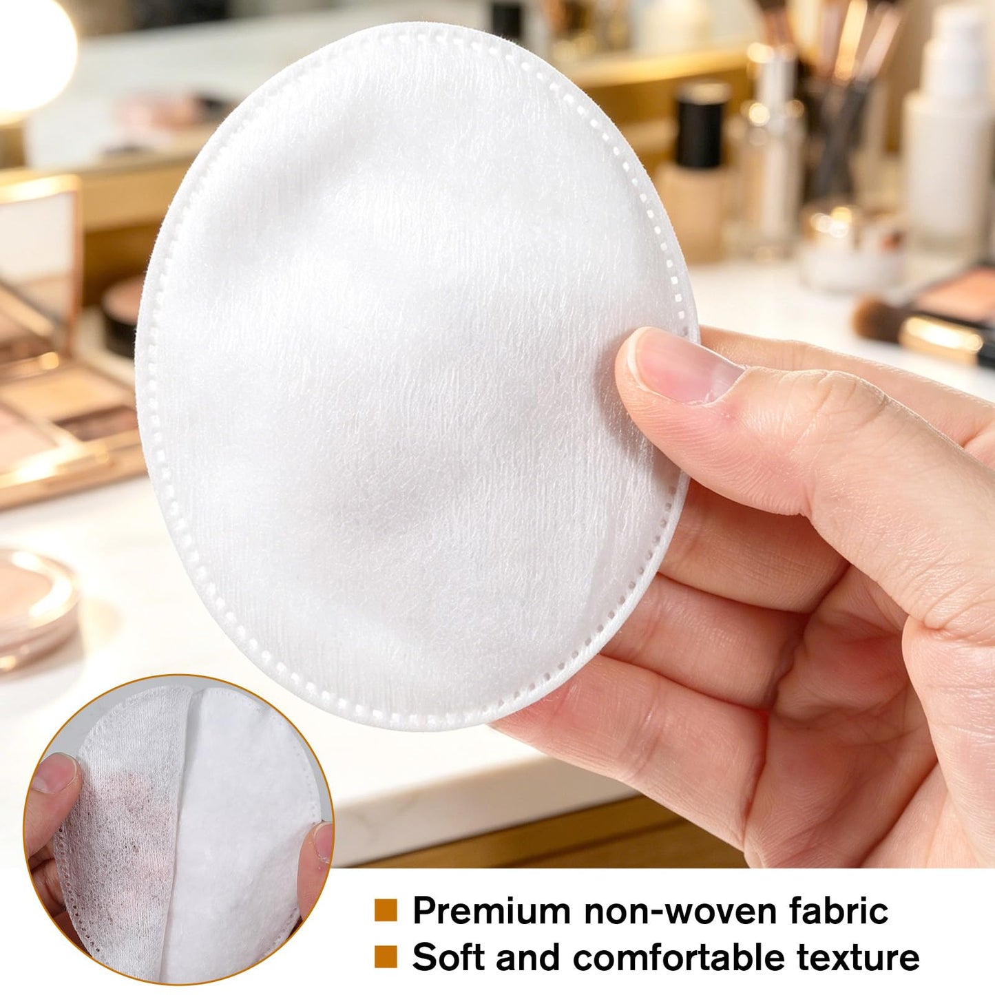 100 Pcs Large Oval Cotton Pads, Soft Lint-Free Cotton Pads for Face Facial Pad forMakeup Removal, Nail Polish, Skincare, Cleansing Face and Toner Application Use Wet or Dry