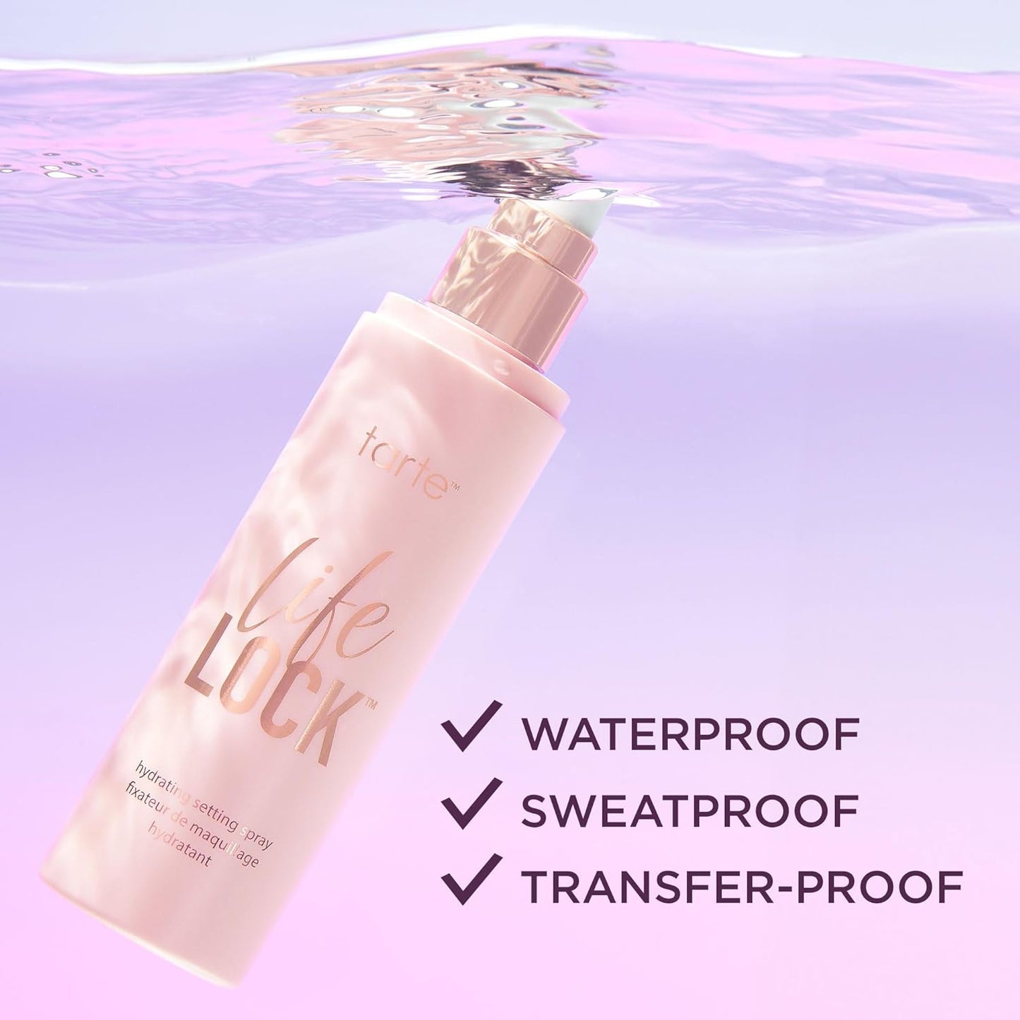 Tarte Life Lock Hydrating Setting Spray - 10-in-1 Weightless Mist with Hyaluronic Acid for Long-Lasting Makeup | Waterproof & Vegan