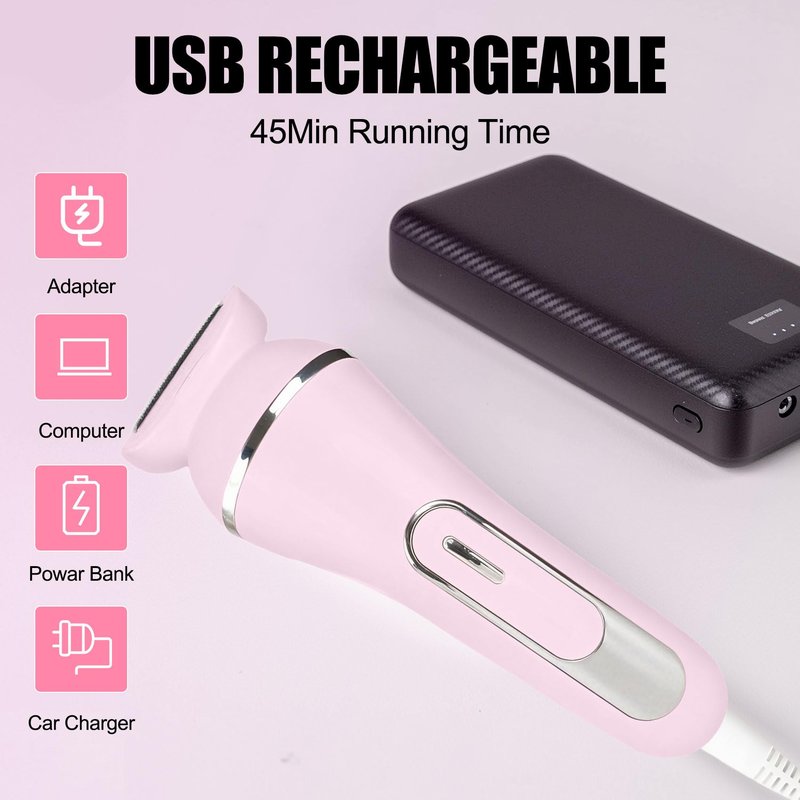 3.0 Women Face Epilator, 7-in-1 Rechargeable Facial Hair Remover with LED Battery Display, Facial Shaver for Face, Eyebrow, Nose Trimmer (Pink)