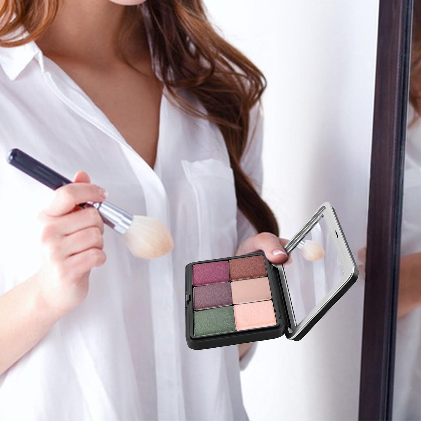 LCJAOF 2 Pack Empty Magnetic Makeup Palette with Mirror, Refillable 6 Pan Eyeshadow Palette for Blush Lipstick Concealer - Travel Friendly
