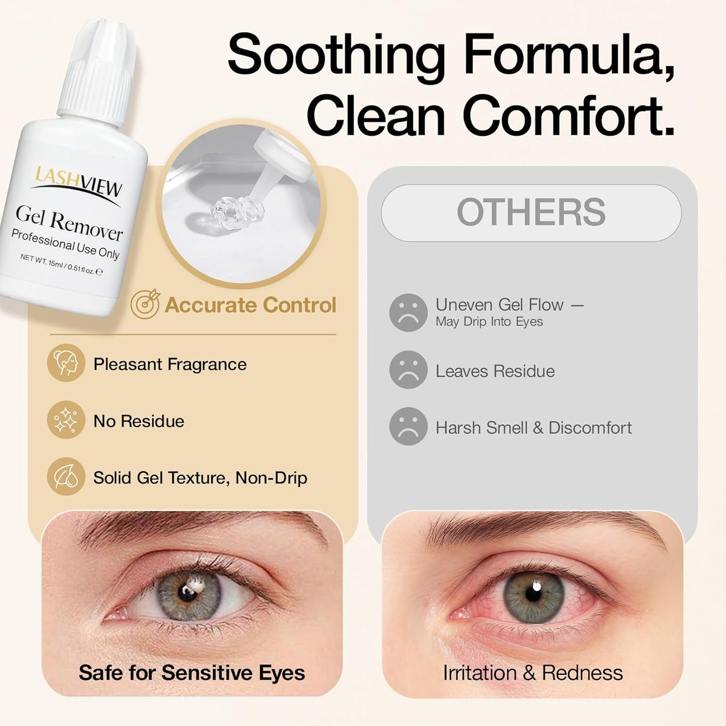 Sensitive Lash Remover Gel for Lash Extensions - Clear 15ml | Gentle Formula for Easy Removal