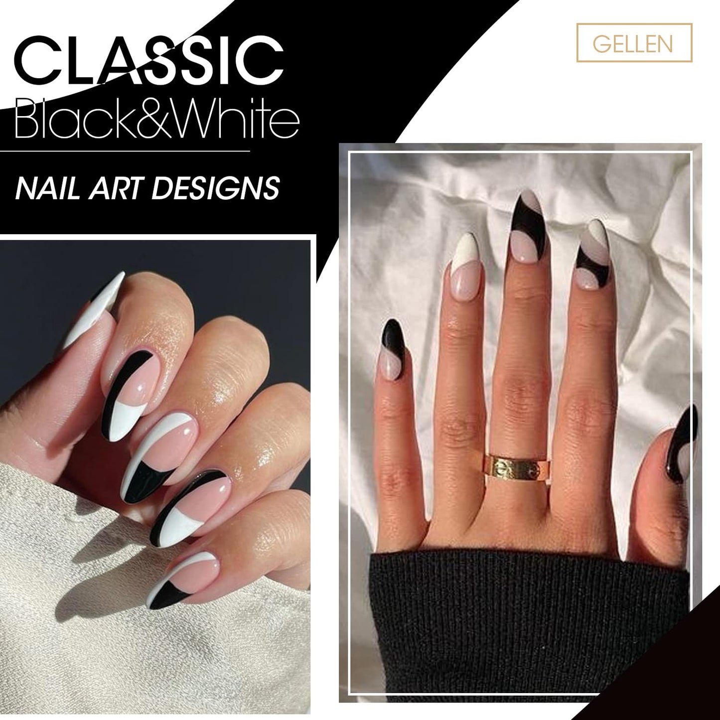 Gellen Gel Nail Polish Starter Kit with U V Light - 12 Colors Solid Black White Pink Blue Gel Polish with 72W Nail Lamp, Top Base Coat Nail Tools Gel Nail Polish Kit, Nail Gel All-In-One Manicure Set