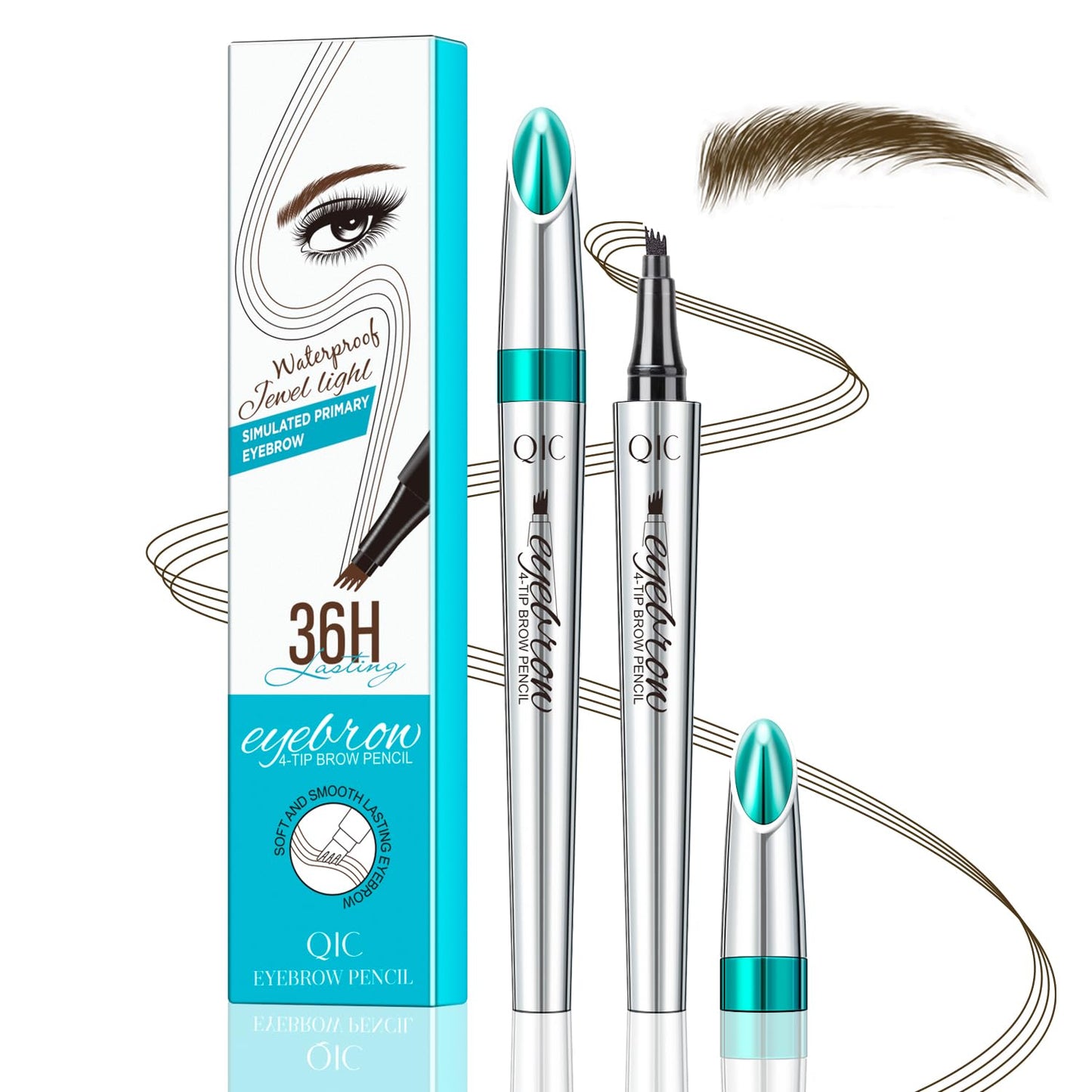 Microblading Eyebrow Pencil - Waterproof Faux Brow Pen for Natural Hair-Like Finish | Light Brown
