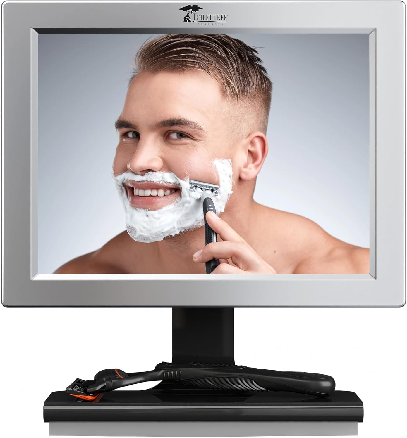 Fogless Shower Mirror with Squeegee - Adjustable Anti-Fog Bathroom Mirror | Rust-Proof, Impact-Resistant Design