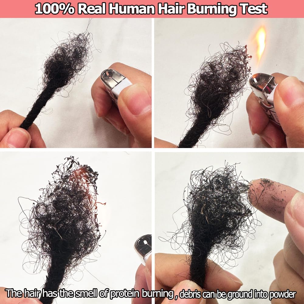 Dreadlock Extensions - 100% Human Hair, Handmade Permanent Locs | 30 Strands, 4 Inch, Can Be Dyed & Curled