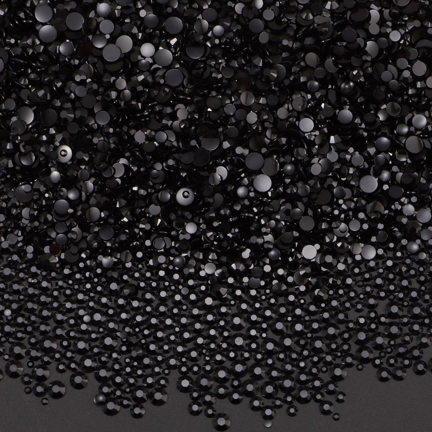 Flatback Rhinestones for Crafts - 10,000 Pcs Black Crystal Gems | 2-5mm Resin Glitter for DIY Nail Art & Clothing Accessories