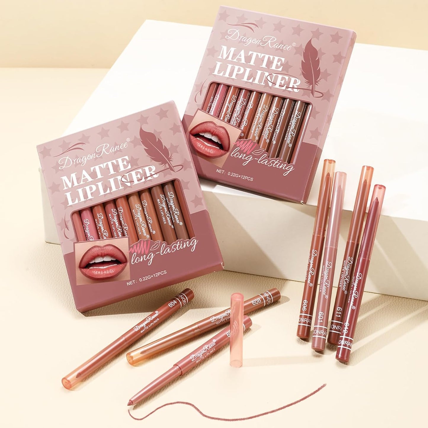 Matte Velvet Lip Liner Set - 12 Colors, Smooth & Creamy Texture | Long-Lasting Waterproof Nude Shades