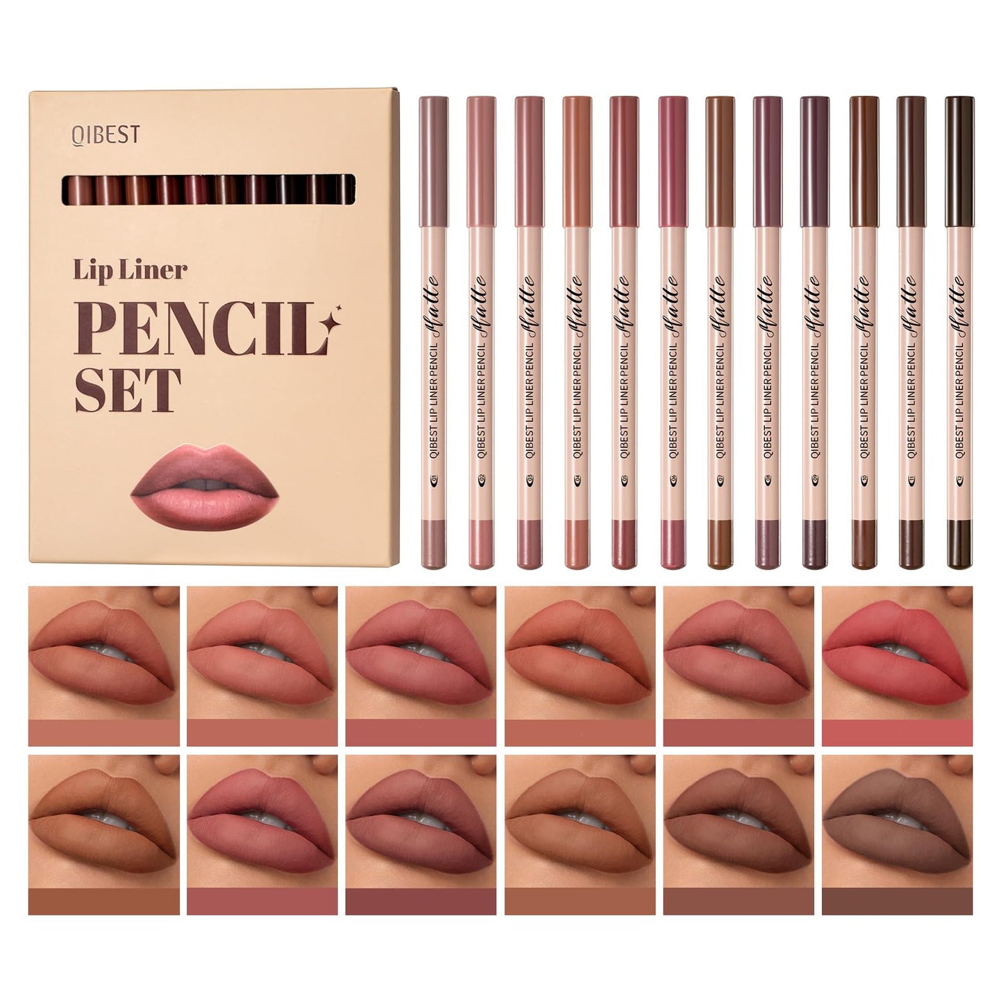 Gireatick 12 Colors Matte Lip Liner Set, High Pigmented Creamy Lipliners Pencil, Long Lasting Waterproof Non-fading Lip Makeup for Women