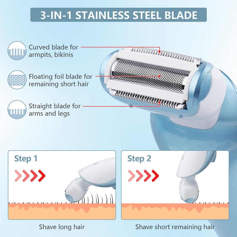 Electric Shaver for Women Electric Razors for Legs Bikini Trimmer Underarm Public Hairs Rechargeable Womens Shaver Wet Dry Use Painless Cordless with Detachable Head