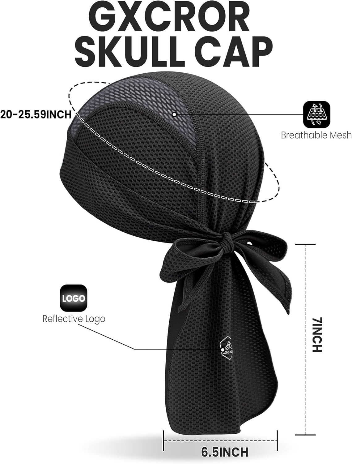 Cooling Skull Cap Durag | Sweat-Wicking Head Wrap for Cycling, Running & Motorcycle | Breathable Doo Rag