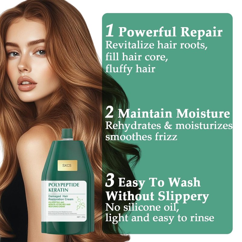 Polypeptide Keratin Hair Mask - Deep Conditioning Treatment for Damaged Hair | Hydrating & Repairing (1 PC)