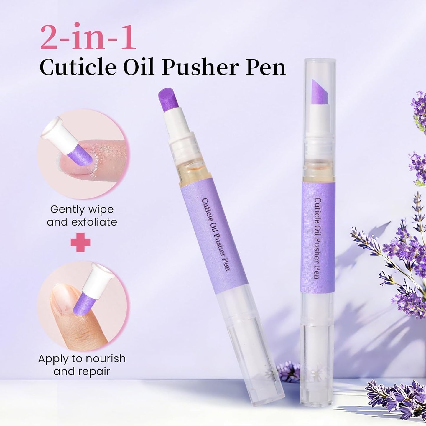 2-in-1 Cuticle Oil Pen - Ceramic Cuticle Pusher & Moisturizer for Damaged Nails | Nail Care Tool