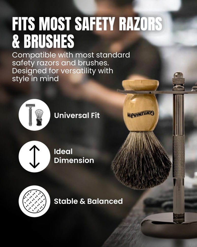 Gentleman Jon Shaving Stand for Razor & Brush for Men – Heavy Duty Gunmetal Razor & Brush Stand, Weighted Base, Matches Wet Shave Kit & Storage, Shaving Kit, Shaver Holder, Beard Accessories for Men