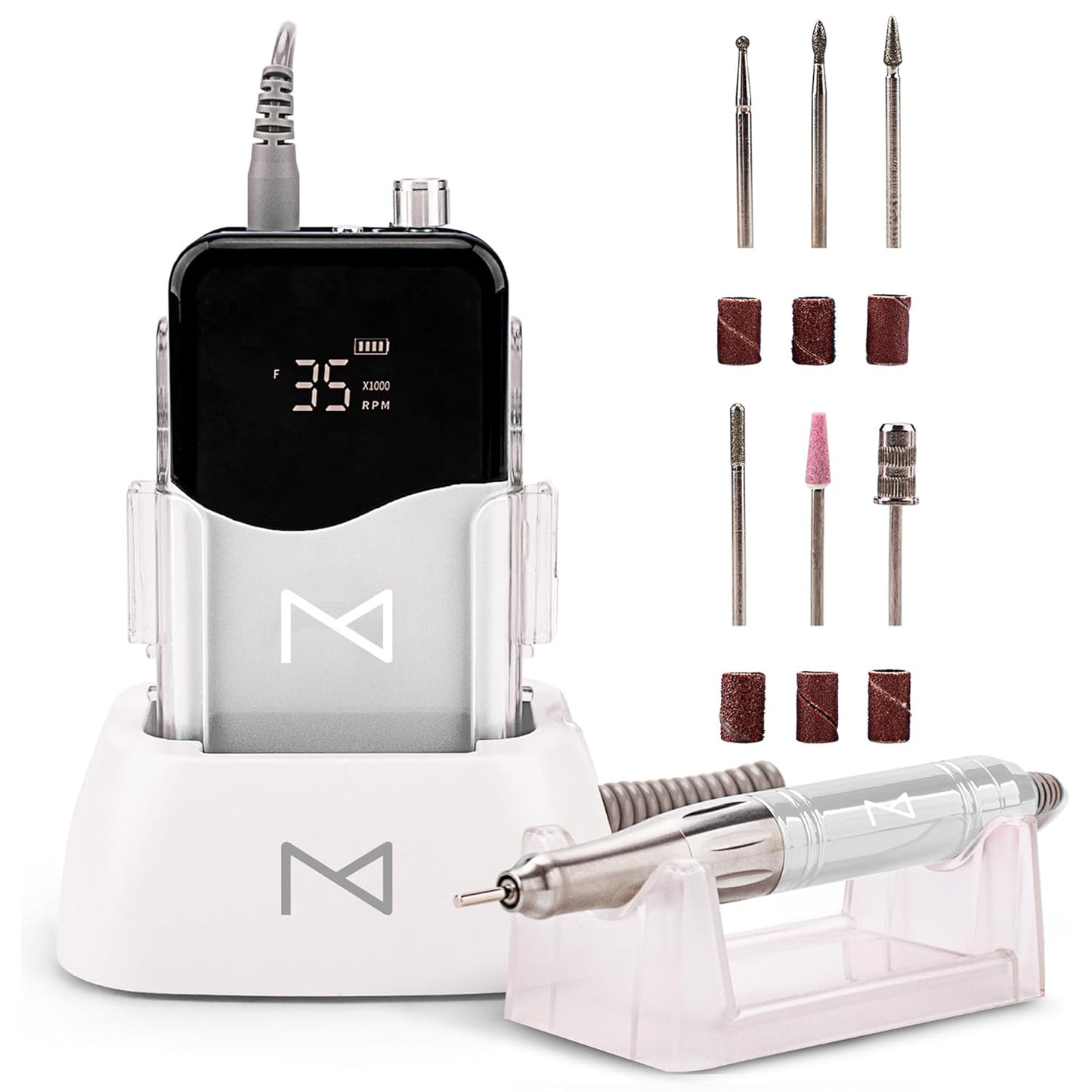 Professional Nail Drill Machine - Cordless 2-in-1 Electric Nail File - 35000 RPM, HD Display | Rose Gold