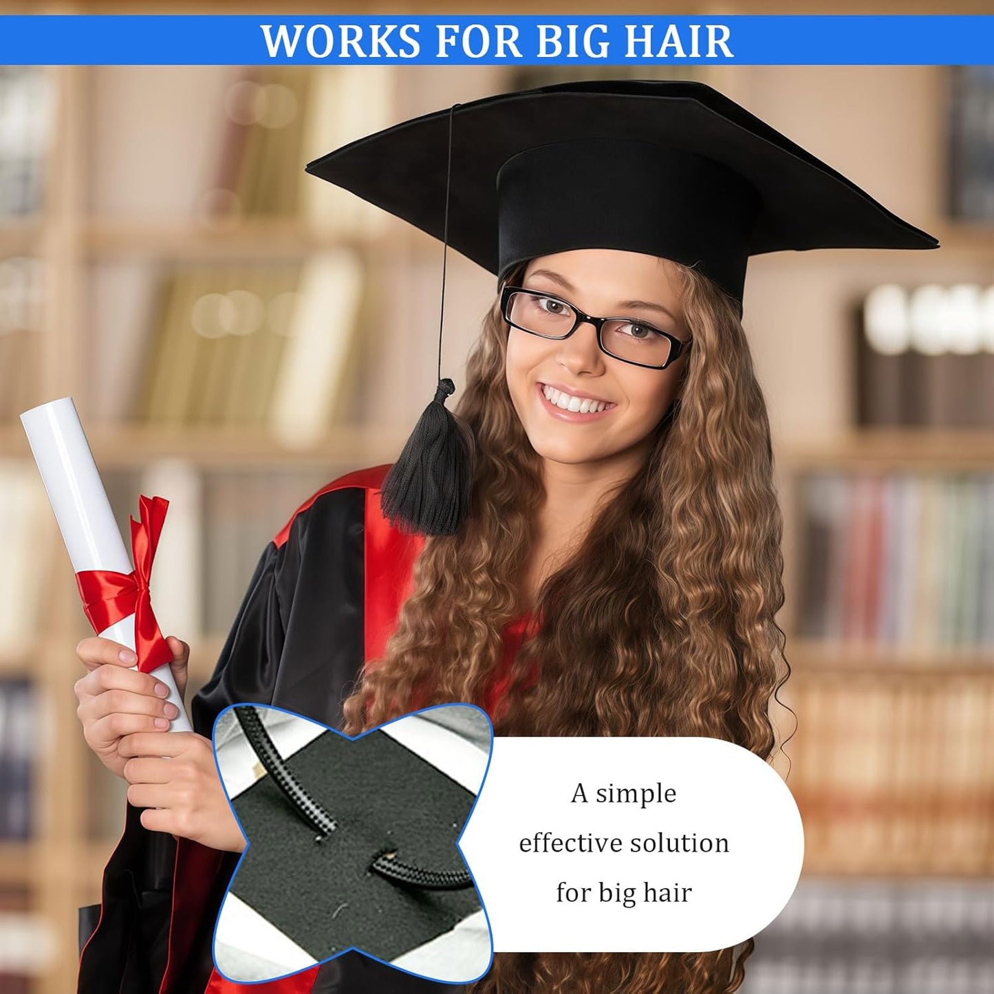 Graduation Cap Headband Insert - Adjustable Anti-Fall Hairband for Secure Hairstyle | Upgraded Design