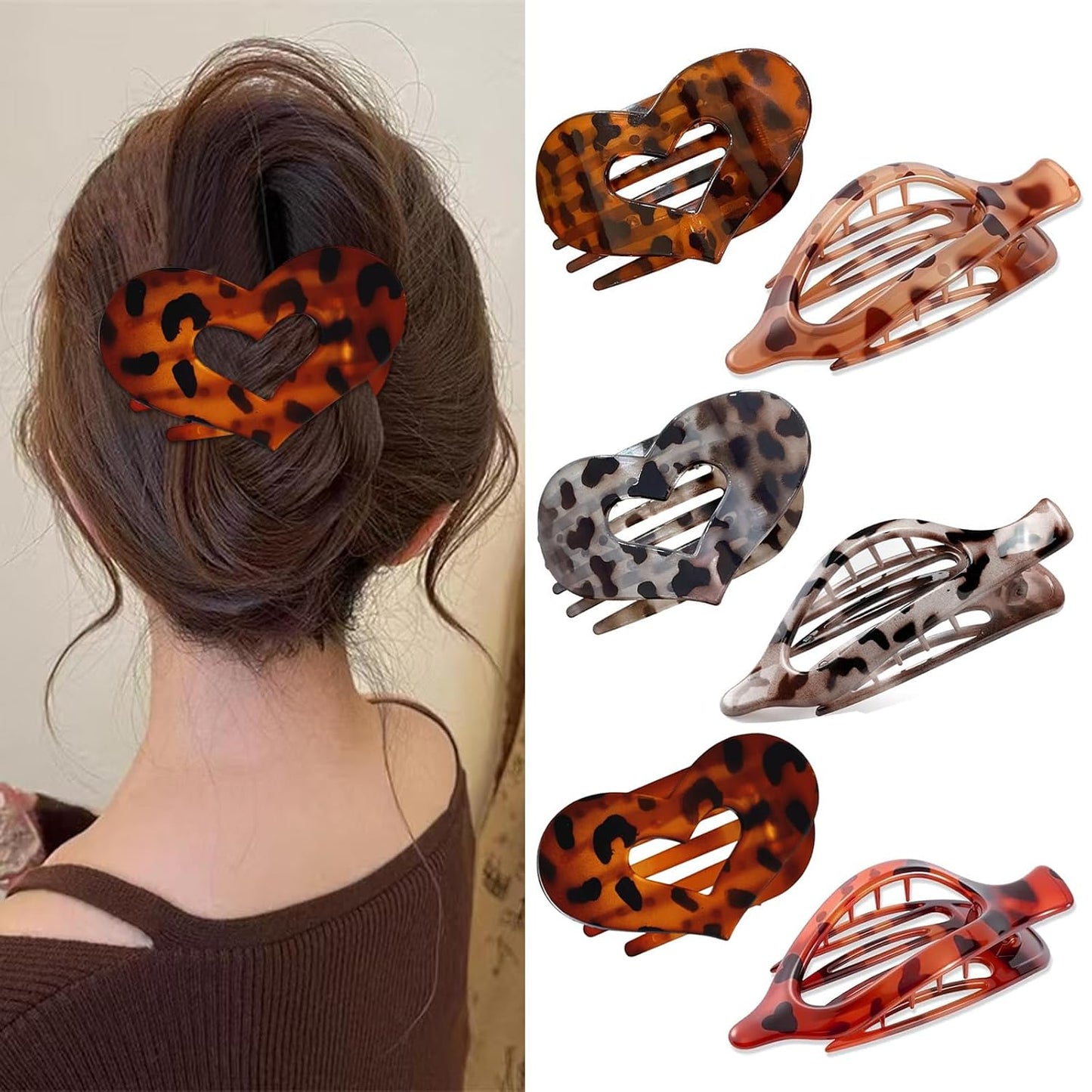 French Flat Hair Clips - 6 Pcs Set for Women | Strong Hold, Matte Neutral Colors, Large Curved Design for Thick & Thin Hair