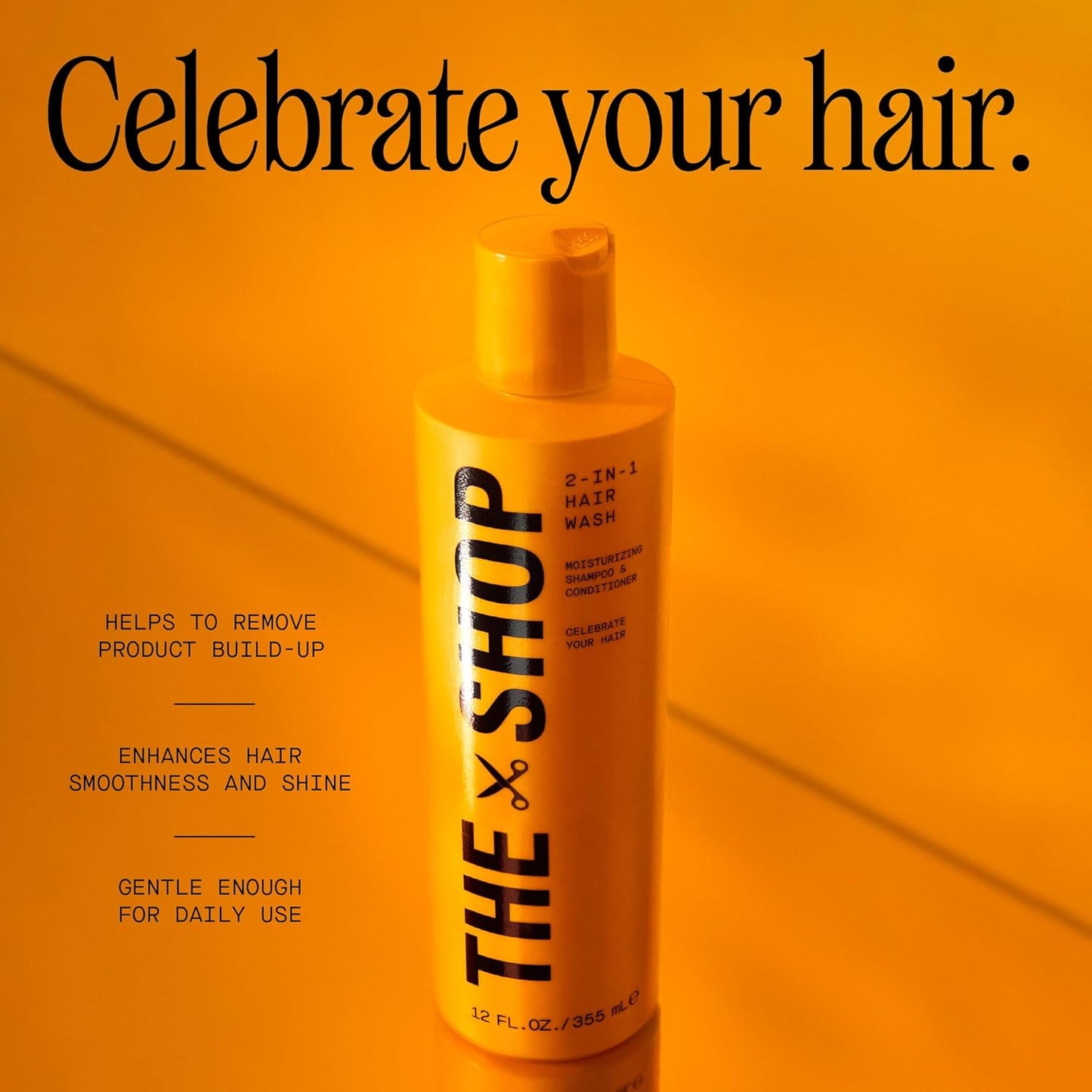 Men's 2-in-1 Moisturizing Hair Wash & Shampoo | Coconut Cleansers, Hydrates & Shines, 12 Fl Oz