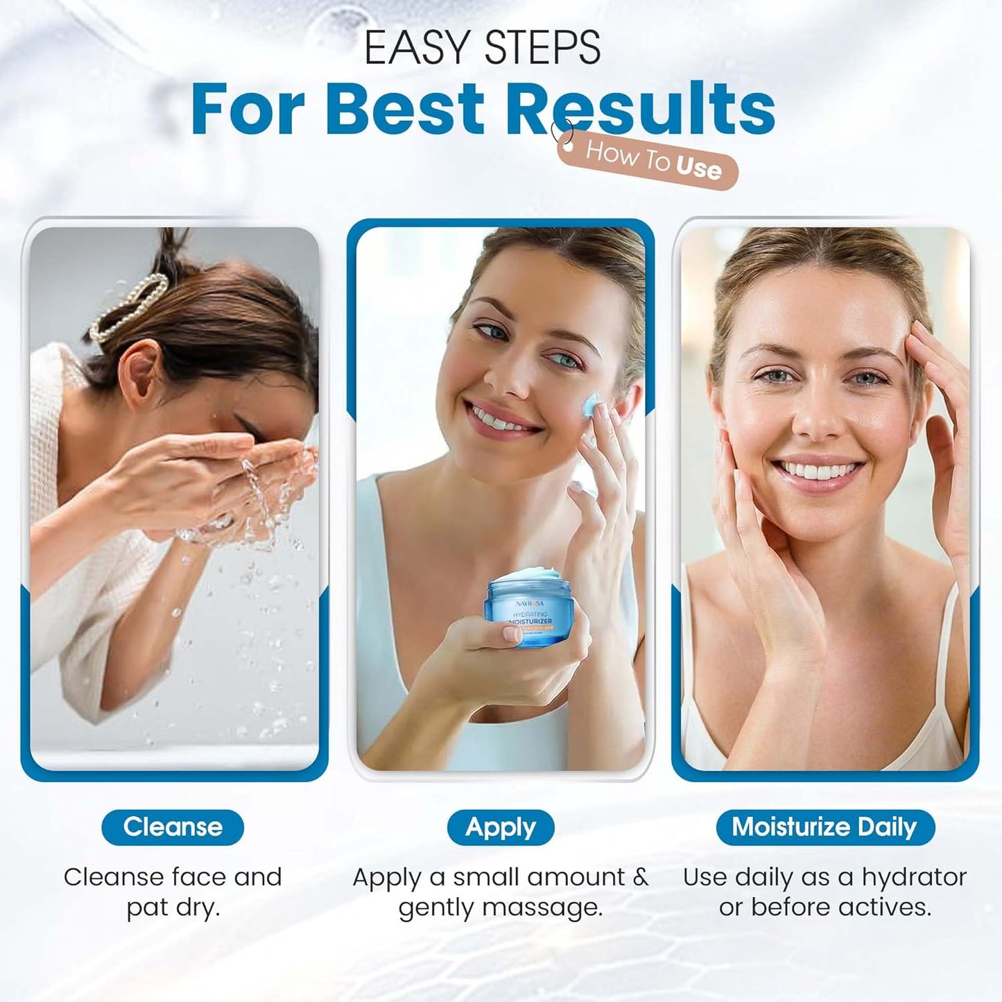 Hyaluronic Acid Gel Moisturizer Cream - 48 Hr Hydration & Vitamin E | Lightweight Water Cream for Normal/Dry Skin - 100ml