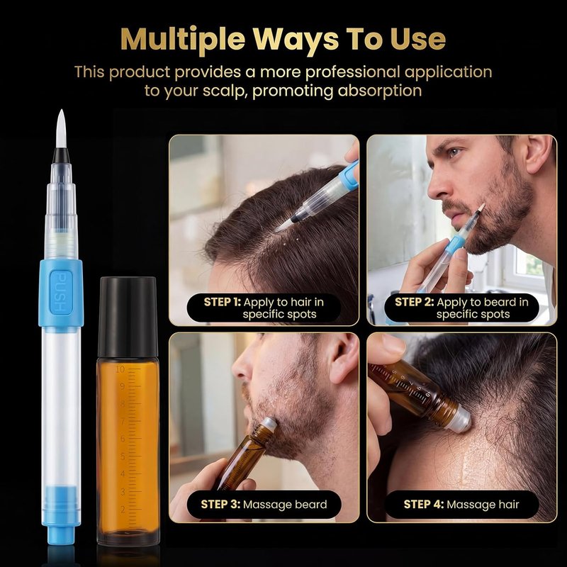 Minoxidil 5% Hair Growth Solution - Extra Strength for Men & Women | 7 Bottles, Roller & Precision Applicators