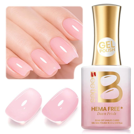 Beetles Dawn Petals Nude Pink Gel Polish - 15ML Full Size Neutral Jelly Nail Polish Base Color Nail Concealer Sheer Translucent Soak Off UV French Nail Art Salon DIY Manicure Gifts