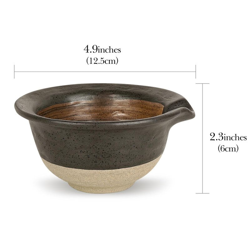 Linkidea Inside Rough Ceramic Texture Shaving Bowl, Shaving Soap Lather Cup for Men, Beard Wet Razor Shave Cream Bowl (Black), RAC5-01
