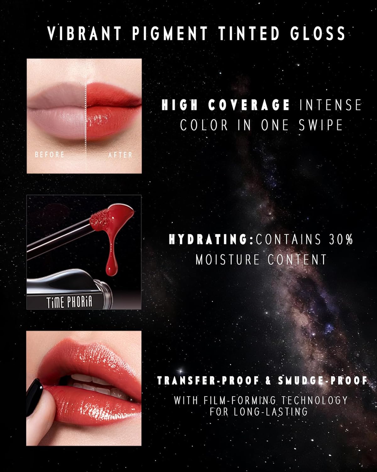 Stellar Dust Lip Stain 03 - Transfer-Proof Smudge-Proof Lip Gloss | Cool Tone Pink, Hydrating & Long-Lasting