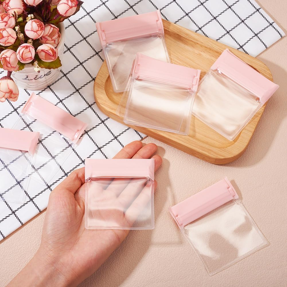 Rectangle Jewelry Bags Clear Zip Lock Bags, Resealable Package Transparent Gift Bag Small Storage Bag Jewelry Holding Enclosed Pouch (Pink,2.75 * 3.93 inch)