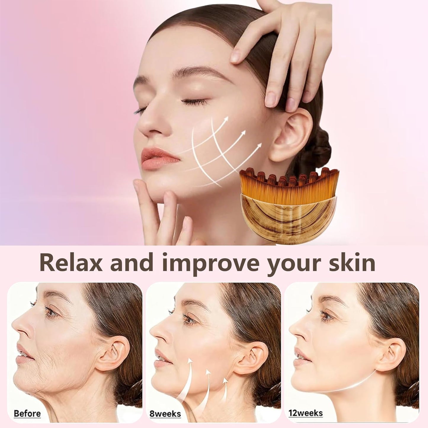 Lymphatic Contour Face Brush - Super Soft Manual Massager for Sculpting & Reducing Puffiness | Portable Case Included
