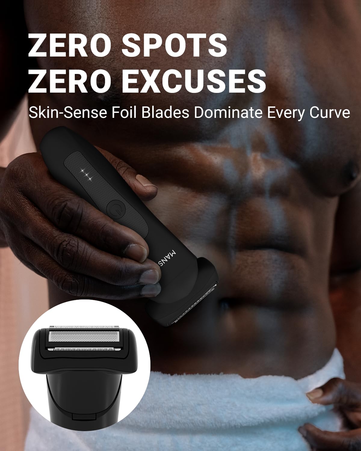 MANSPOT Manscape 2 in 1 Body Hair Trimmer Foil Shaver, Electric Groin Pubic Ball Trimmer, Waterproof Wet/Dry Bikini Trimmer for Women with 4 Guard, 20 Days Shaving
