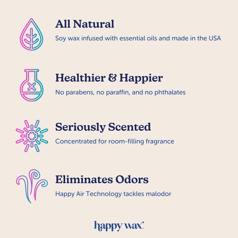 Happy Wax Odor Eliminating Scented Soy Wax Melts – Blooming Vanilla – Pet-Safe, Non-Toxic, Perfect for Use with Wax Warmers - for Home Fragrance & Freshness - 4 oz Pouch