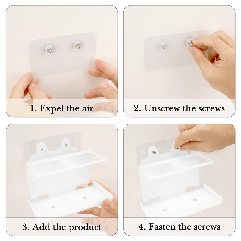 Electric Toothbrush Holder Wall Mounted, Electric Toothbrush Cord Organizer Holds 2 Chargers, Self Adhesive Electric Toothbrush Stand for Bathroom, Medicine Cabinet, Dorm(White)