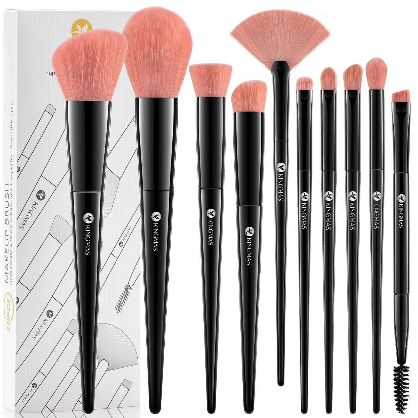 Premium 10-Piece Makeup Brush Set - Vegan & Cruelty-Free Ultra-Soft Face and Eye Brushes