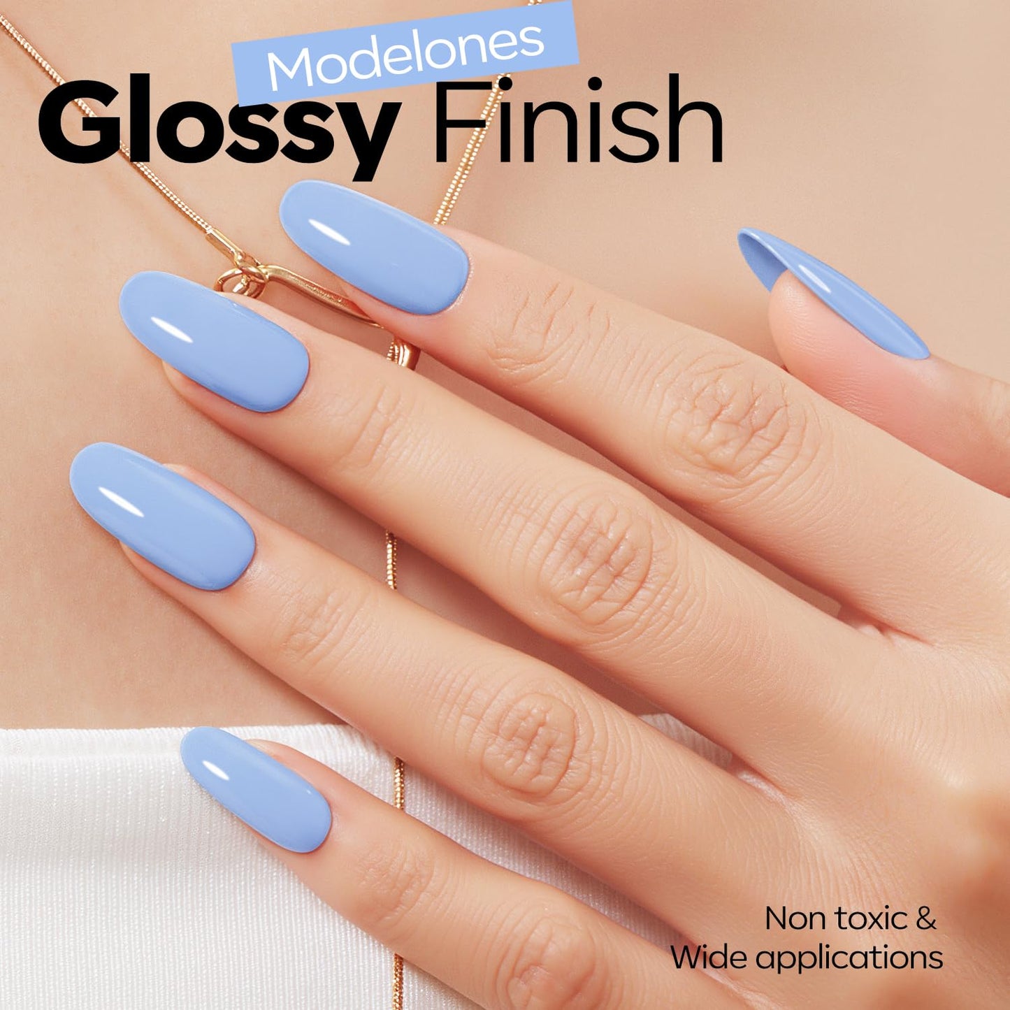 modelones Powder Blue Gel Nail Polish Ligh Blue Pastel Nail Poish Soak Off Pastel U V DIY Gel Nail Manicure 15 ML