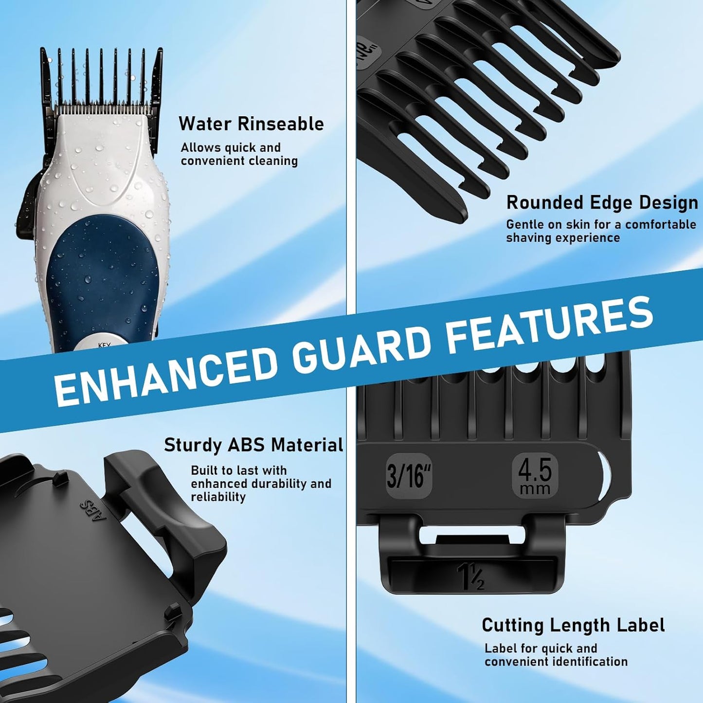 Wahl Clipper Guards Set - 12 Pack Replacement Guide Combs | 1/16" to 1" Taper Attachments, Black