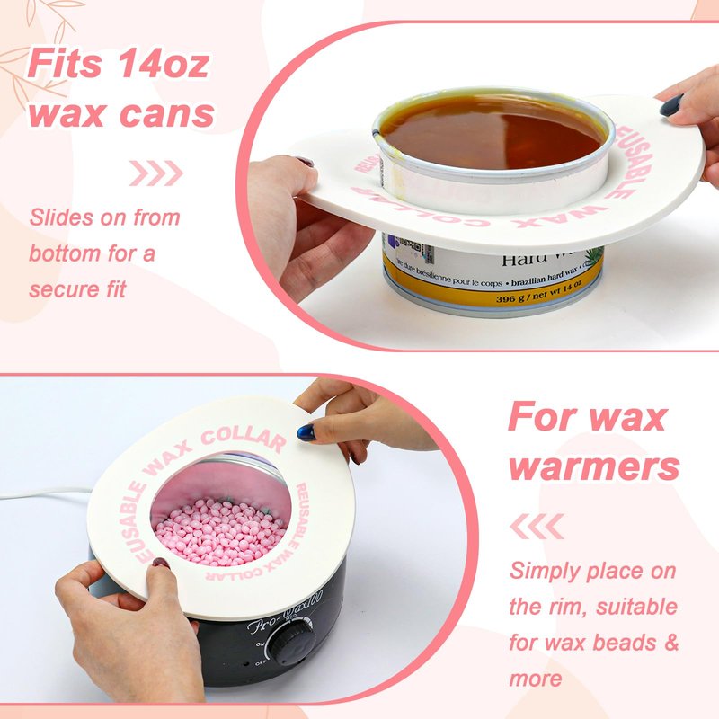 2 PCS Reusable Silicone Wax Collars Fits Most 14 Oz Wax Pot Liner Collar Clean Collars for Wax Warmer Waxing Protection Collars for Esthetician Hair Removal Women Wax Supplies(White)