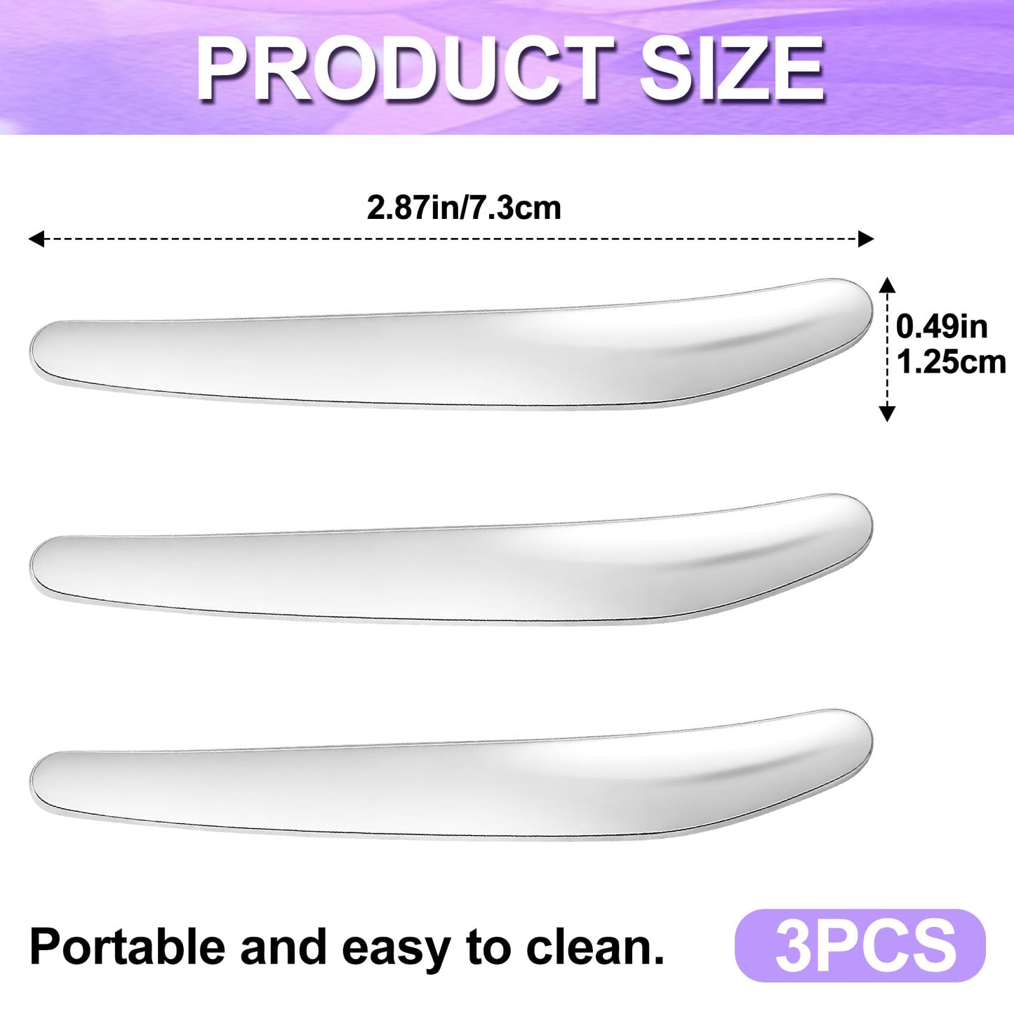 Pndeyo 3pcs Mini Stainless Steel Makeup Spatula, 2.87x0.49in Reusable Cosmetic Cream Spatulas Spoon, Silver Skincare Scoop Applicator Facial Massage Beauty Tools for Mixing and Sampling Face Eye Cream