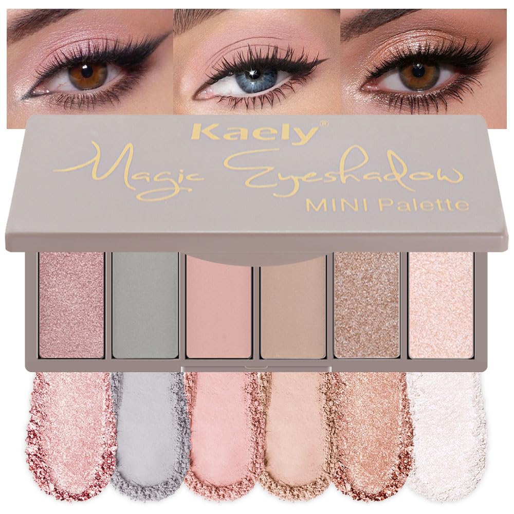 Eye Shadow Palette for Older Women - 6 Colors, High Pigment, Mini Travel Size | Green Eyes, Nude Pink, Rose Gold